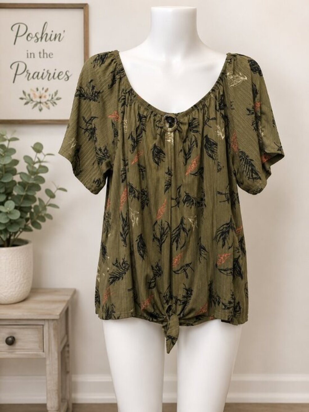4 for $25 💚 Lily Morgan Printed Blouse (Size 2X) 💚